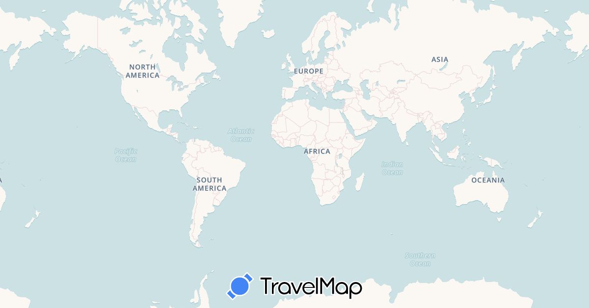 TravelMap itinerary: driving, plane in Belgium, Benin, France (Africa, Europe)